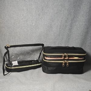Relavel Black and Gold Cosmetic Bag Set